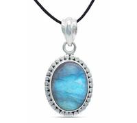 mantraroma Collana con ciondolo in argento 925, labradorite verde e blu, pietra preziosa, collana con ciondolo in argento sterling da donna, regalo