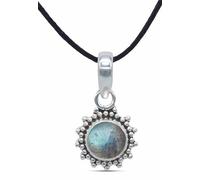 mantraroma Collana con ciondolo in argento 925, labradorite verde e blu, pietra preziosa, collana con ciondolo in argento sterling da donna, regalo
