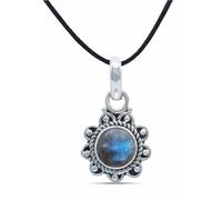 mantraroma Collana con ciondolo in argento 925, labradorite verde e blu, pietra preziosa, collana con ciondolo in argento sterling da donna, regalo