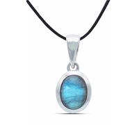 mantraroma Collana con ciondolo in argento 925, labradorite verde e blu, pietra preziosa, collana da donna in argento sterling, ciondolo regalo