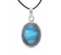 mantraroma Collana con ciondolo in argento 925, labradorite verde e blu, pietra preziosa, collana da donna in argento sterling, ciondolo regalo