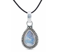mantraroma Collana con ciondolo in argento 925, pietra di luna, pietra bianca, pietra preziosa, collana con ciondolo da donna in argento sterling, regalo