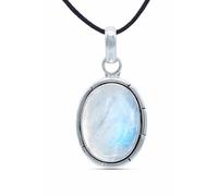 mantraroma Collana con ciondolo in argento 925, pietra di luna, pietra bianca, pietra preziosa, collana con ciondolo da donna in argento sterling, regalo