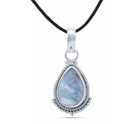mantraroma Collana con ciondolo in argento 925, pietra di luna, pietra bianca, pietra preziosa, collana con ciondolo in argento sterling da donna, regalo