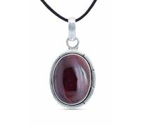 mantraroma Collana con ciondolo in argento 925, pietra preziosa rossa granata, collana con ciondolo in argento sterling da donna, regalo
