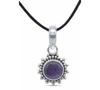 mantraroma Collana con ciondolo in argento 925, pietra preziosa viola ametista, collana da donna in argento sterling con ciondolo regalo