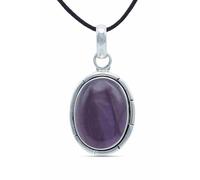 mantraroma Collana con ciondolo in argento 925, pietra preziosa viola ametista, collana da donna in argento sterling con ciondolo regalo
