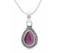 mantraroma Collana da donna in argento sterling 925 con ciondolo in pietra preziosa rosso granato e catena in vero argento