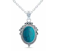 mantraroma Collana da donna in argento sterling 925 con ciondolo in pietra turchese e catena in vero argento