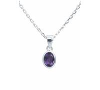 mantraroma Collana da donna in argento sterling 925 con ciondolo in vera pietra preziosa viola ametista