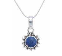 mantraroma Collana in argento sterling 925 con ciondolo da donna in vera catena in argento con pietra preziosa blu lapislazzuli