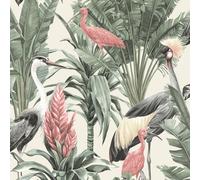 Manu Tropicale Uccelli Parati Palma Foglie World Of Wallpaper Crema AF0020