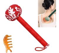 Manual Body Lymphatic Massage Hammer - Wormwood Massage Hammer Stick for Body - Muscle Relaxation Meridian Activation (red)