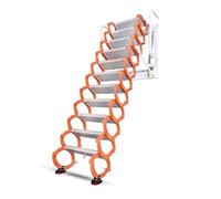 Manual Control Drop Down Attic Stairs,Titanium Magnesium Alloy Wall-mounted Folding Loft for Attics,Garages,Warehouses,Shops(Oranje,2.1-2.5m)
