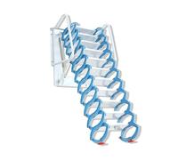 Manual Control Drop Down Attic Stairs,Titanium Magnesium Alloy Wall-mounted Folding Loft for Attics,Garages,Warehouses,Shops(Blauw,2.1-2.5m)