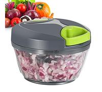 Manual Food Processor Vegetable Chopper, Portable Hand Pull Cord Garlic Onion Chopper per Vegetables, Ginger, Frutta, Nuts, Erbe, ecc., 500 ml, Grigio