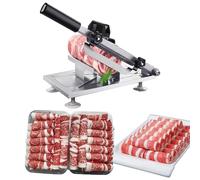 Manual Frozen Meat Slicer, Stainless Steel Food Slicer, 0.8-10mm Adjustable Thickness Stainless Steel Meat Slicer for Lamb and Pork Rolls