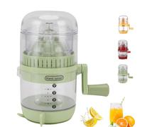 Manual Hand Crank Juicer - Portable Orange Squeezer Manual, 400ml Hand-Cranked Orange Lemon Squeezer, with Calibrated Container, Suitable for all kinds of fruits (Green)