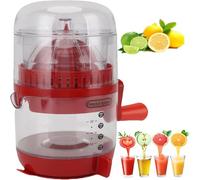 Manual Hand Crank Juicer - Portable Orange Squeezer Manual for Oranges, Lemon Juicer Squeezer, 400ml Hand-Cranked Orange Lemon Squeezer with Calibrated Container (Red)