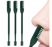 Manual Nose Hair Trimmer, Double-Headed 360° Rotating Grooming Tool, 3-Piece Stainless Steel Clippers Set for Women, Men, Personal Care, Travel, Daily Hygiene Use, 9.2x1x0.2cm Yellow Green Dark Green