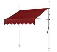 Manual Retractable Awning, NO Drilling Patio Door Window Awnings Outdoor Sunshade Shelter Angle & Height Adjustable for Backyard, Garden, Balcony(Red,300x120cm/9.8x4ft)