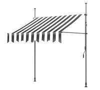 Manual Retractable Awning, NO Drilling Patio Door Window Awnings Outdoor Sunshade Shelter Angle & Height Adjustable for Backyard, Garden, Balcony(Gray+White,100x120cm/3.3x4ft)