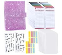 Manuale A6 con taccuino macaron con cerniera in cuoio per budget budget in contanti a foglia sciolti incluso+sacca con cerniera+carta di colore+adesivi di parole inglesi+4 colori 8 leganti