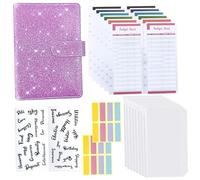 Manuale A6 con taccuino macaron con cerniera in cuoio per budget budget in contanti a foglia sciolti incluso+sacca con cerniera+carta di colore+adesivi di parole inglesi+4 colori 8 leganti