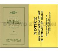 Manuale Dell'Auto Chevy 1929 Con Busta Guida Dell'Owner Chevrolet Internazionale