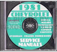 Manuale Di Riparazione 1981 Chevy CD El Camino Impala Caprice Monte Carlo Malibu