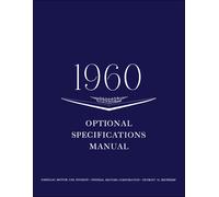 Manuale Di Specifiche Opzionali Cadillac 1960 60 Eldorado Deville Serie 60 62 75
