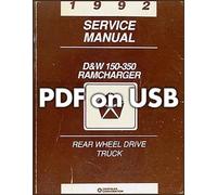 Manuale USB Per Pickup Dodge 1992 D150-D350 Ramcharger W150-350 Gas Diesel