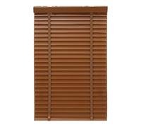 Manuale veneziane in finto legno marrone chiaro, cordoncino, tende in legno, stecche da 5,1 cm per Finestre Porte(Brown)