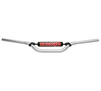 Manubrio accossato made in italia mx-enduro d.22, ktm sx 125 cc (1995-1997), colore argento, con traversino e paracolpi nero (sh1n)