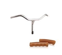 MANUBRIO CROMATO IN ACCIAO 22,2 MM PER BICI + COPPIA MANOPOLE MARRONI OLANDA BICICLETTA DA PASSEGGIO CITY BIKE UNIVERSALE DONNA UOMO IDEALE PER BICI 24" 26" 28"