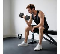 Manubrio Esagonale da 20kg in Acciaio e Gomma per Workout in Palestra, Casa e Ufficio, Nero