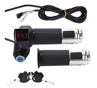 Manubrio Maniglia Gas Regolatore Acceleratore Elettrico con Display a LED e Blocco Chiave di Alimentazione per Scooter Bicicletta MTB (Colore: Argento)