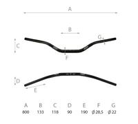 MANUBRIO PER MOTO STRADALE DOMINO PER L 800MM NERO UNIVERSALE