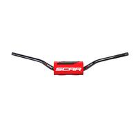 SCAR Manubrio Motocross 0² Ø28,6mm (1 1/8") - Honda CRF 2018+ / Kawasaki KX 2021+ - Nero con paracolpo Rosso