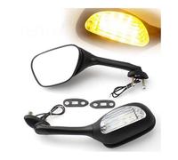 Manubrio Specchietti Specchietto retrovisore per moto, accessori per GSXR GSX-R 600 750 1000, con indicatore di direzione, specchietto laterale in vetro nero