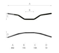 MANUBRIO PIEGA ALTA 22mm MOTO YAMAHA MT-03 660cc 06-12 DOMINO TOMMASELLI Nero