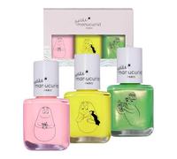 Manucurist Barbapapà Kit di Smalti per Unghie a base d'acqua per bambini dai 3 anni - 3 smalti atossici in rosa, giallo, verde - Regali Natale - Babbo Natale segreto - Regalo Bambina 3 anni