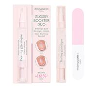Manucurist Glossy Booster Duo - Trattamento Unghie Esfoliante con Peeling Glicolico & Buffer per Unghie - Kit Manicure per Unghie Naturali Brillanti senza Smalto - Brillantezza Istantanea Nails Care