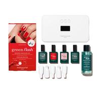 MANUCURIST - Kit Smalto Semi Permanent Green Flash - Lampada UV 36W con Base Coat + Top Coat + 2 Colori Rosa e Rosso: Poppy Red & Hortencia + Solvente + Pinze - Kit Unghie Gel UV Completo
