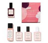 Manucurist Green™ System Holiday Gift Set con Plum - Kit professionale per manicure vegano a base vegetale: 1 sgrassatore, 1 base coat, 1 smalto Dark Wine, 1 top coat, gocce essiccate - Regali per don
