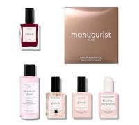 Manucurist Routine Green Amour Set Smalti Normali per Unghie | Kit Smalto Resistente Senza Lampada: Solvente, Base Coat, Smalto Effetto Gel, Top Coat, Gocce Asciuganti