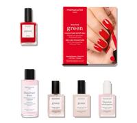 Manucurist Routine Green Rosso Poppy Red - Kit Smalto Resistente Senza Lampada : 1 Sgrassante, 1 Base Coat, 1 Smalto Unghie, 1 Top Coat, Gocce Asciuganti - Regalo Donna