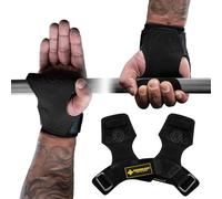 MANUEKLEAR - Cinghie da palestra per sollevamento pesi, doppie cinghie di sollevamento in pelle per uomini con cuscinetto per il polso, polsiere per sollevamento pesi