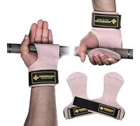 MANUEKLEAR - Cinghie da palestra per sollevamento pesi, doppie cinghie di sollevamento in pelle per uomini con cuscinetto per il polso, polsiere per sollevamento pesi