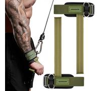 MANUEKLEAR - Polsiere antiscivolo per sollevamento pesi, sollevamento pesi, palestra, con anelli a D per allenamento con cavo, 10 mm, in neoprene imbottito, per uomini e donne (verde)